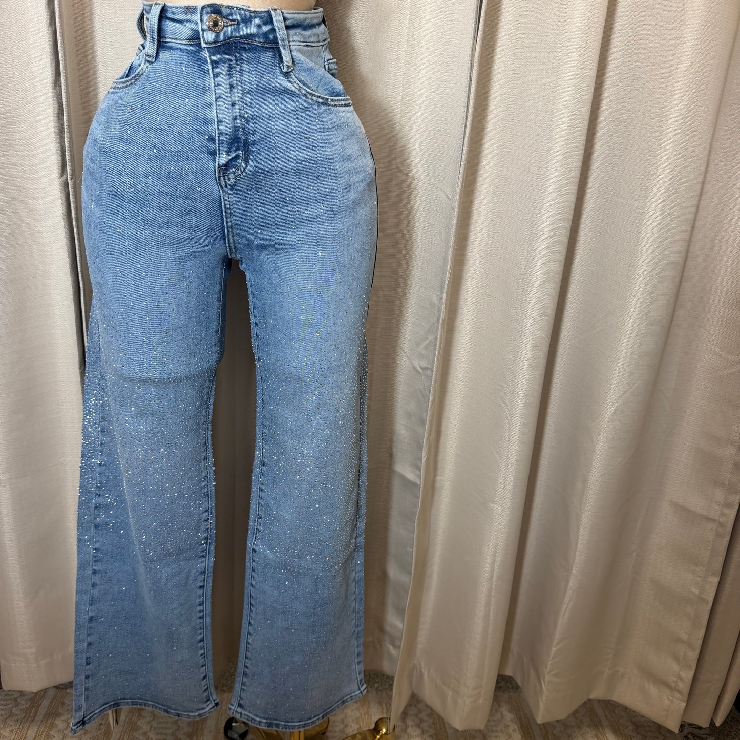 TQM Rhinestone Jeans-Blue