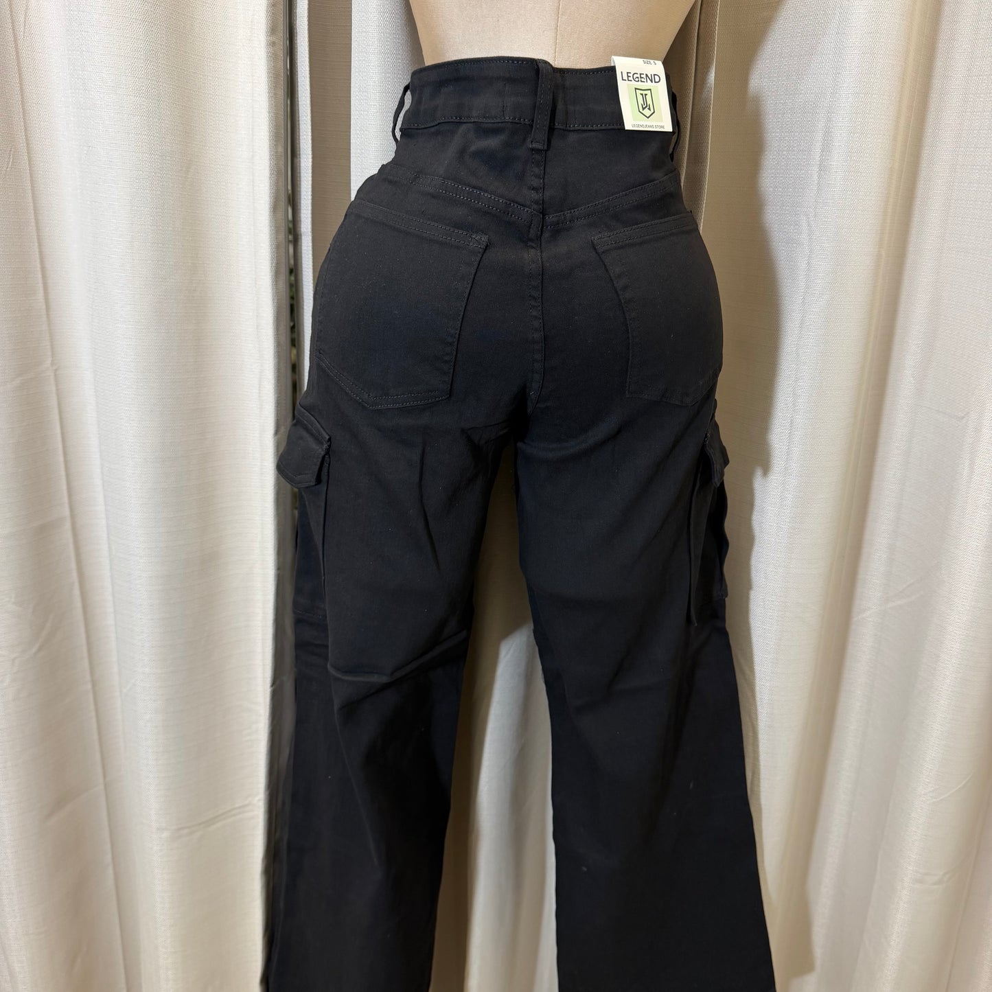 Cargo High waisted pants- Black