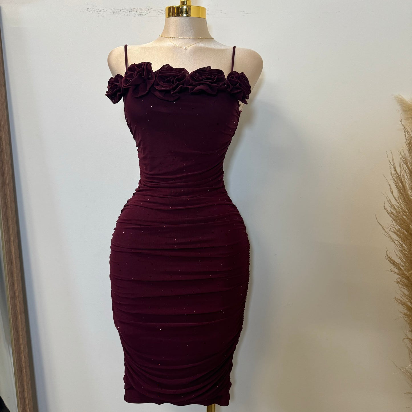 Audrina Dress-Burgundy