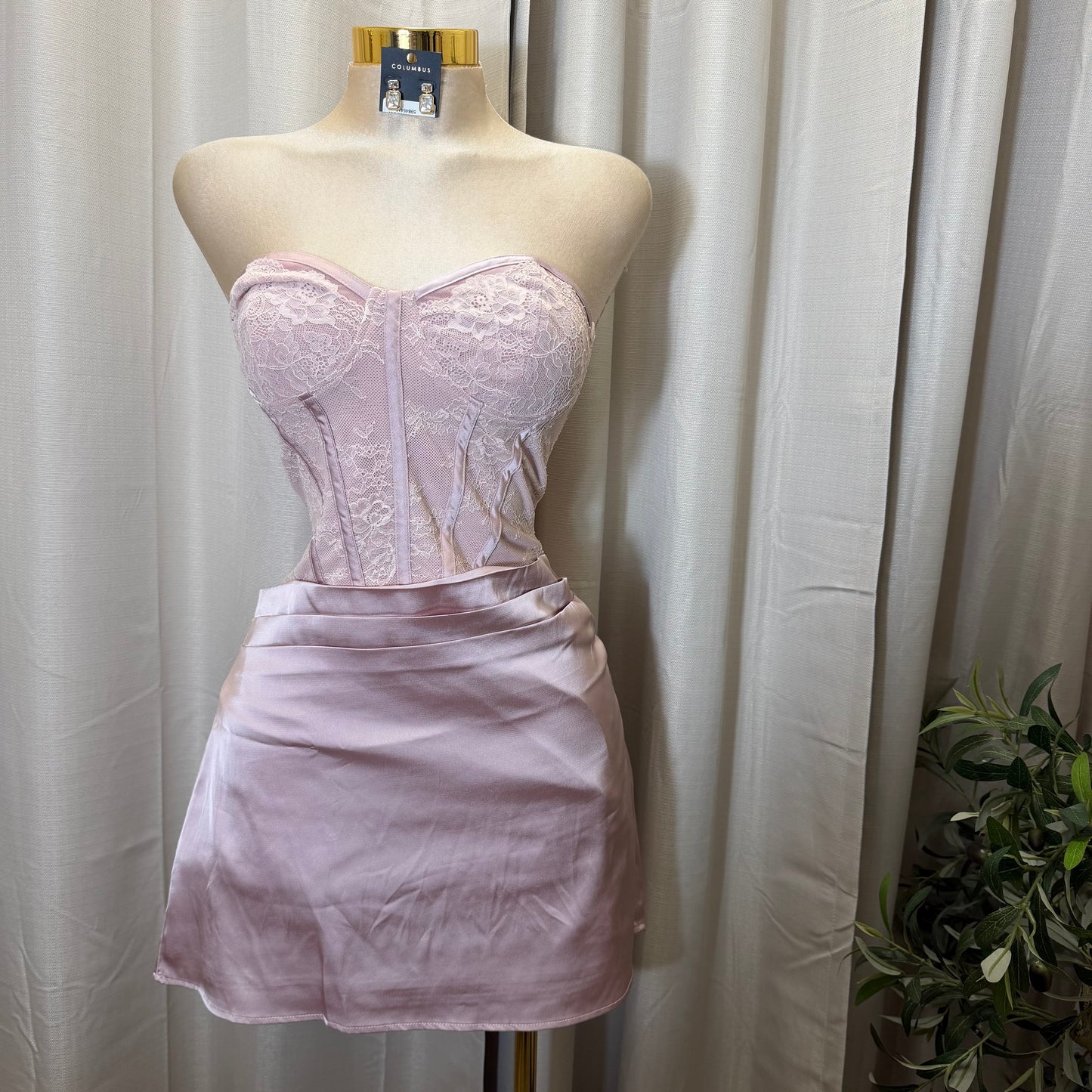 STRAPLESS CORSET A-LINE MINI DRESS-Baby Pink