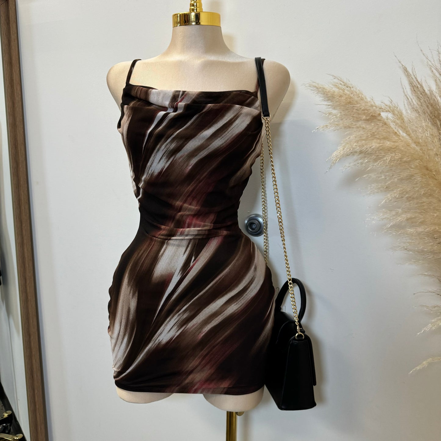 Mocha Dress-Brown/Black