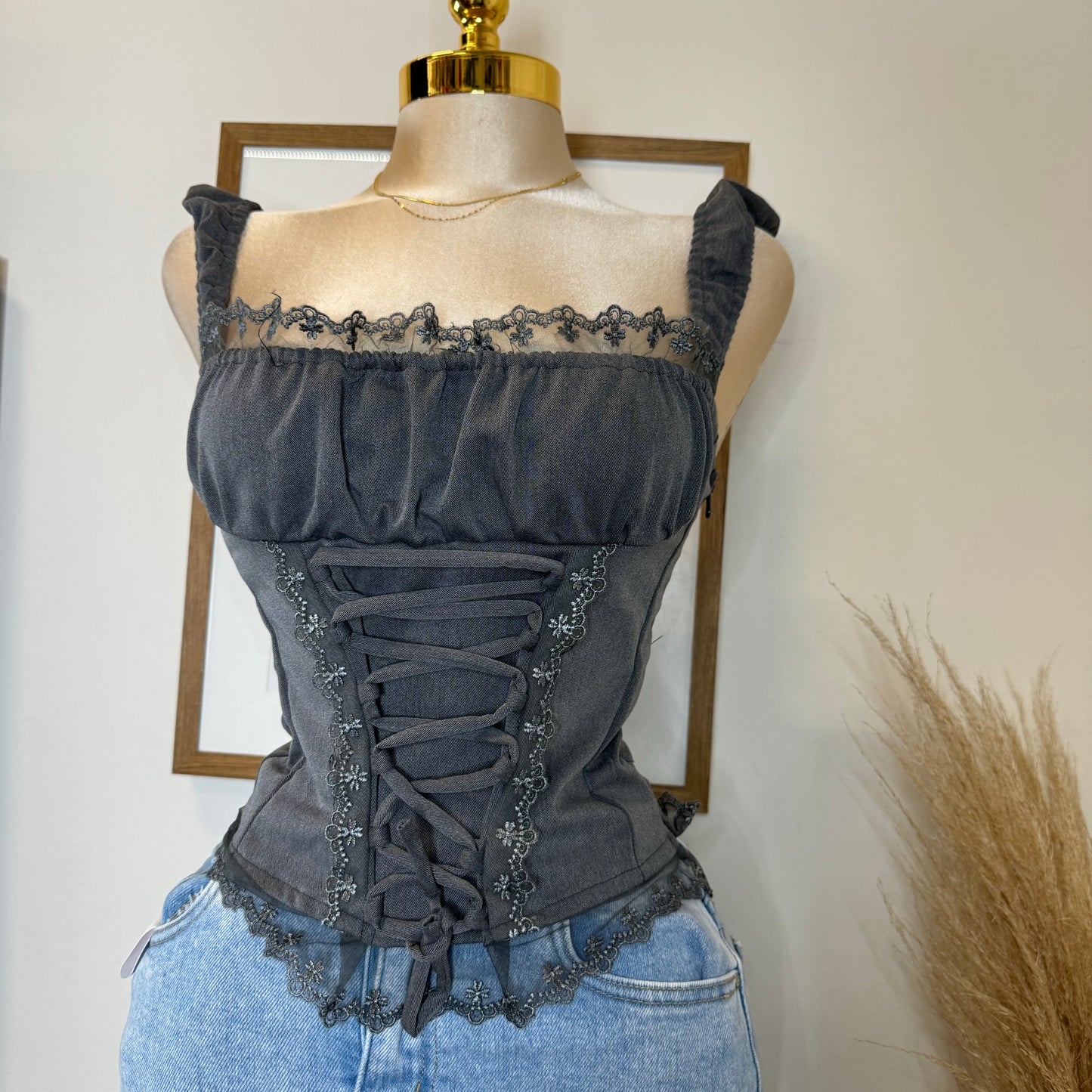 Corset Bustier Top-Grey