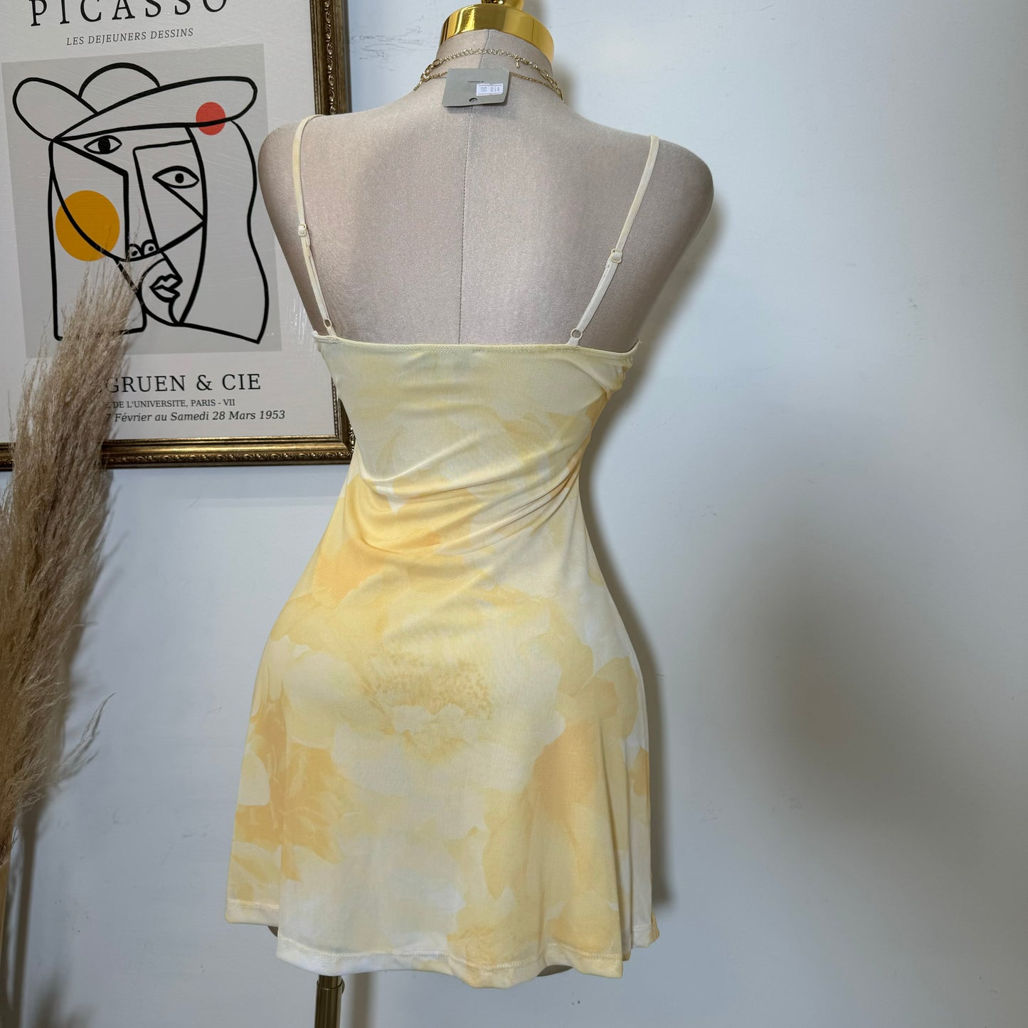 Solecito Mesh Dress-Yellow