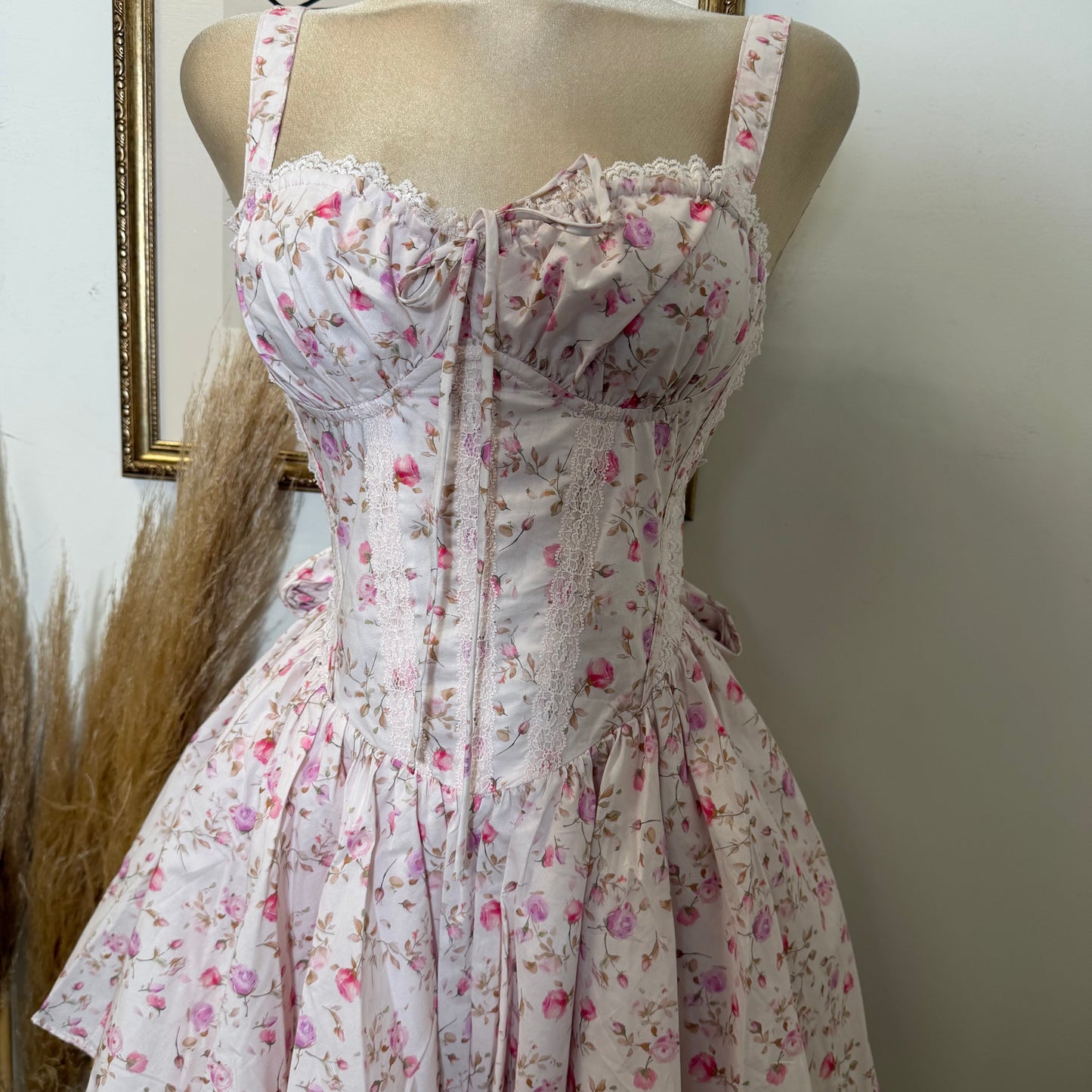 Rosa Flower Poplin Dress-Pink