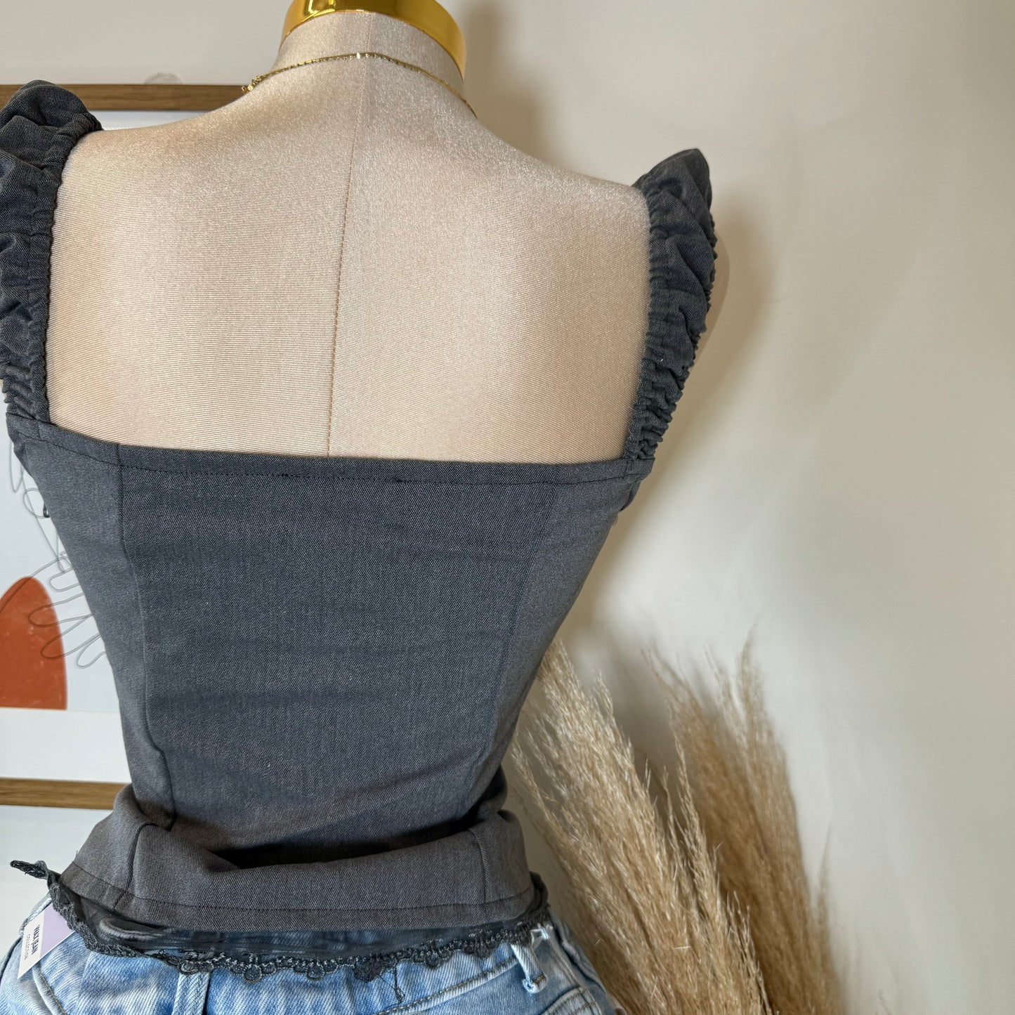 Corset Bustier Top-Grey