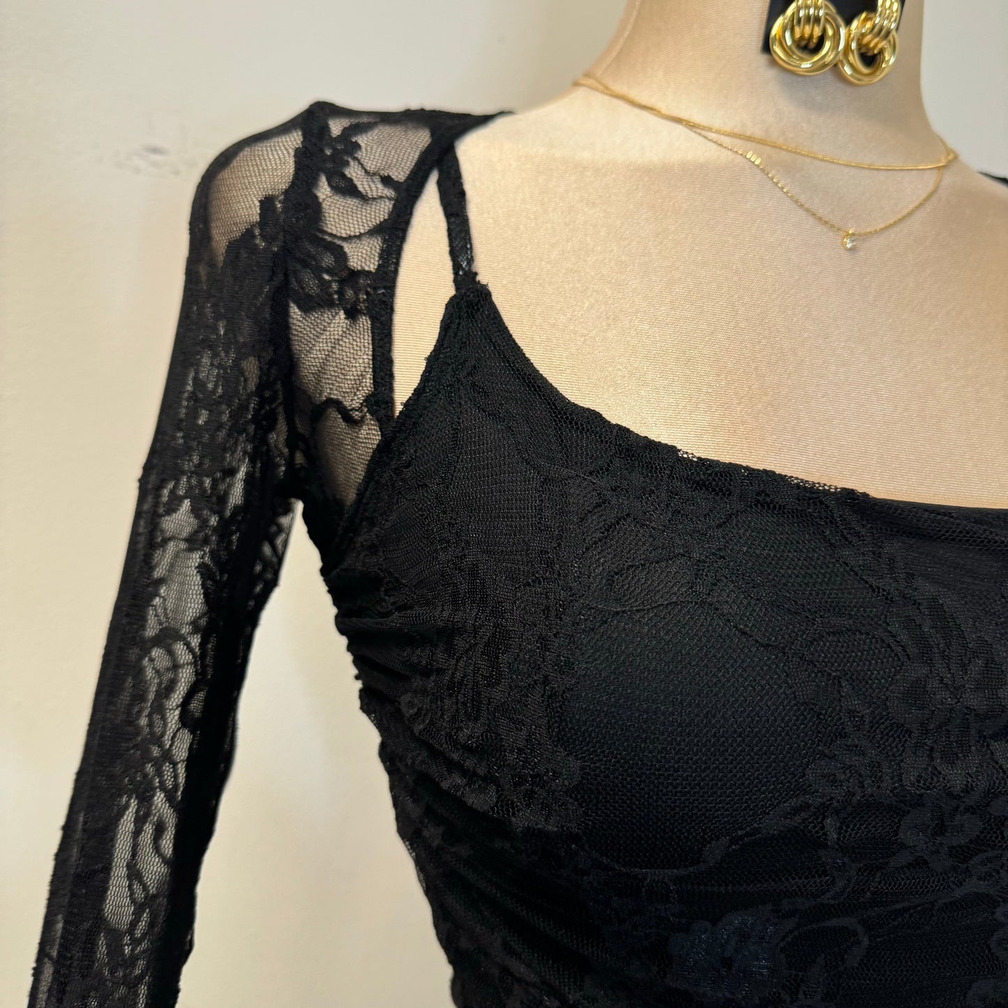 Aimara Lace Long Sleeve  Dress-black