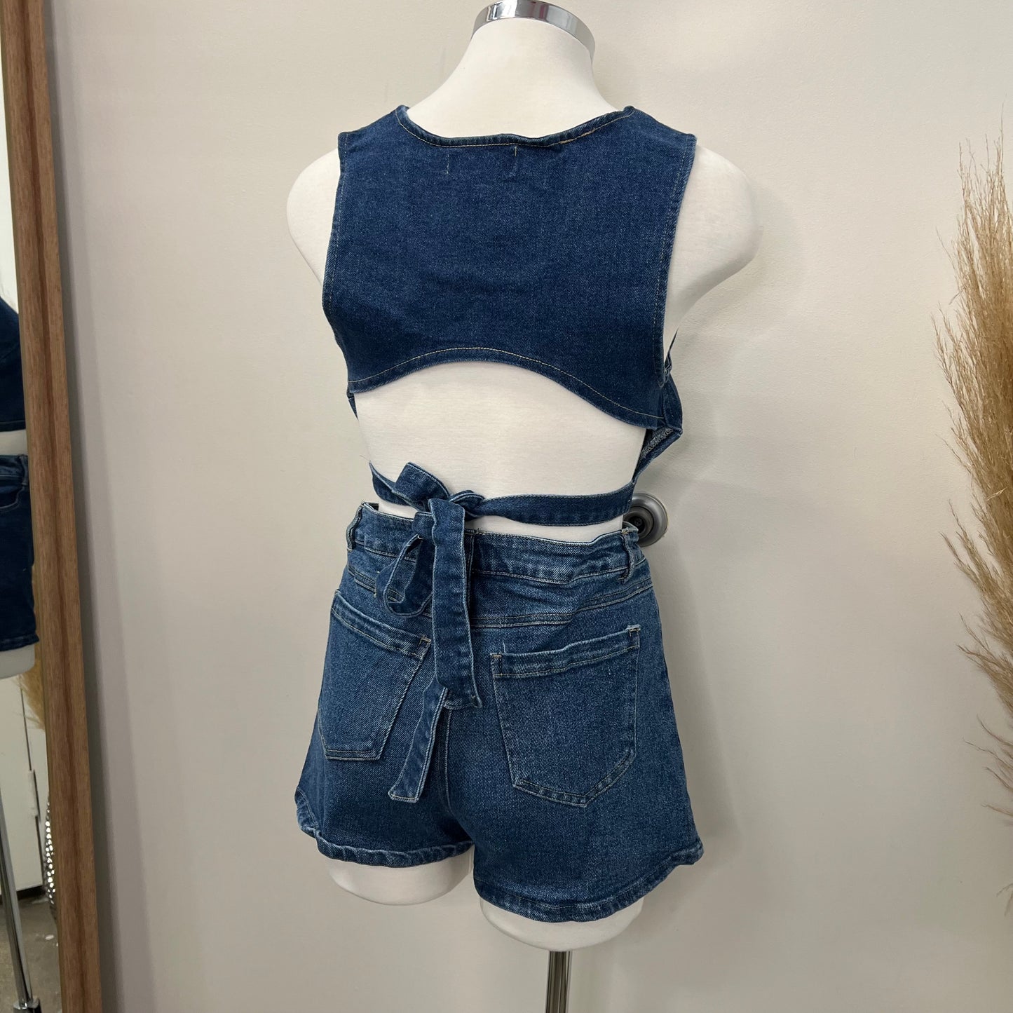 LazI Two Piece Short Set-Denim