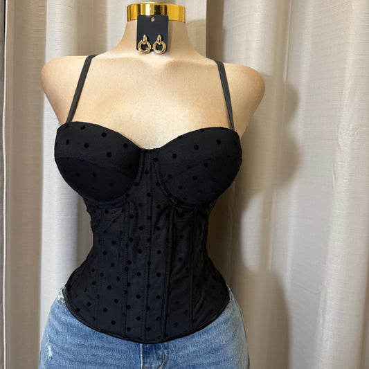 Polka Dot Corset bra cup-Black