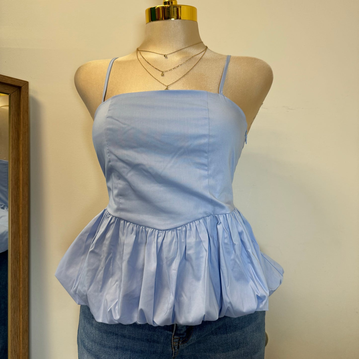 Bubble Hem Cam Top-Blue