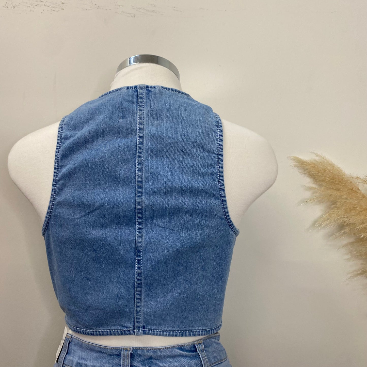 Cargo Denim Vest-Light Blue