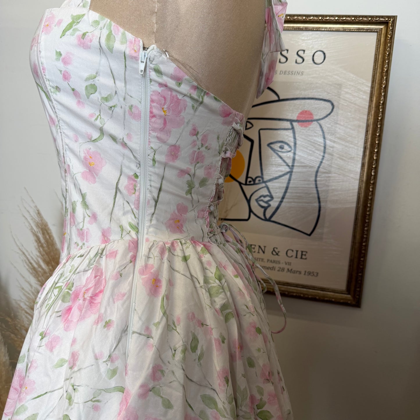 Halter corset Midi Dress-Pink