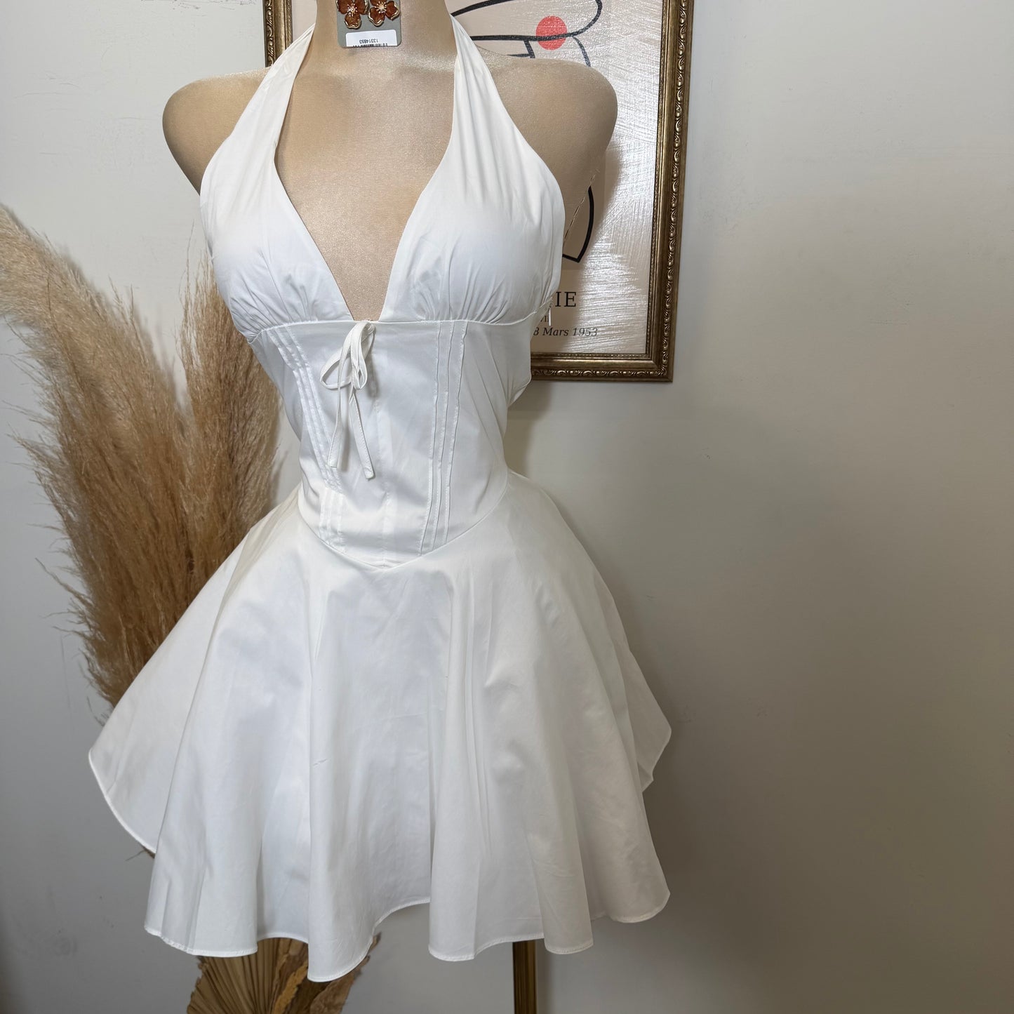 Angela Corset Halter Dress-White