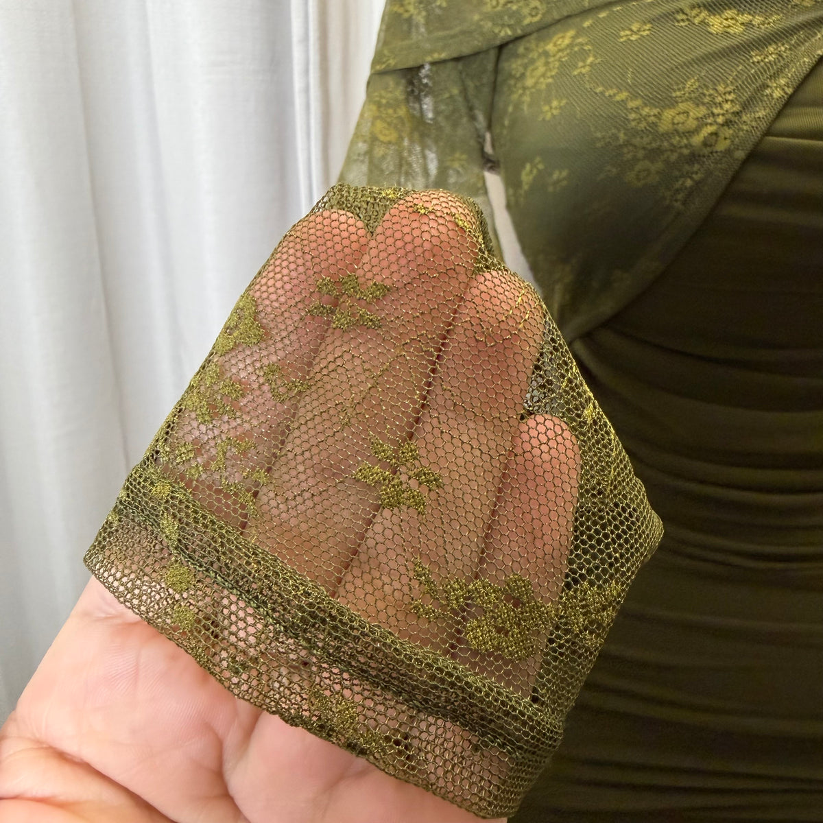 Off Shoulder Midi Dress-Olive