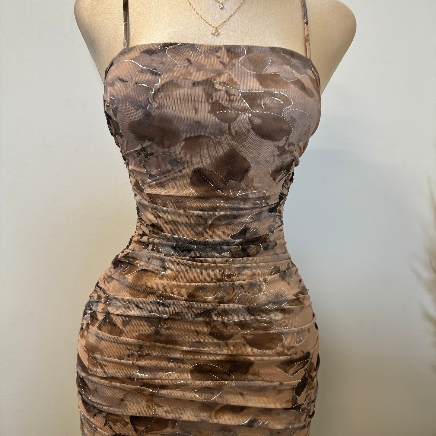 Audrina Midi Dress-Brown