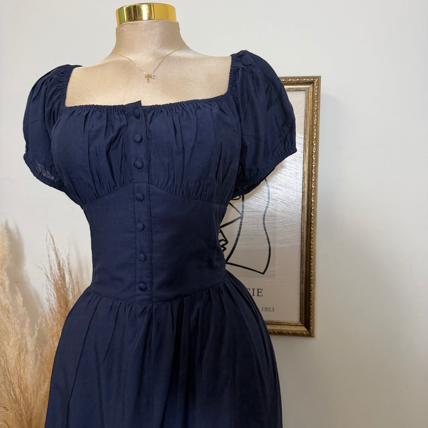 Corset Maxi Dress-Navy