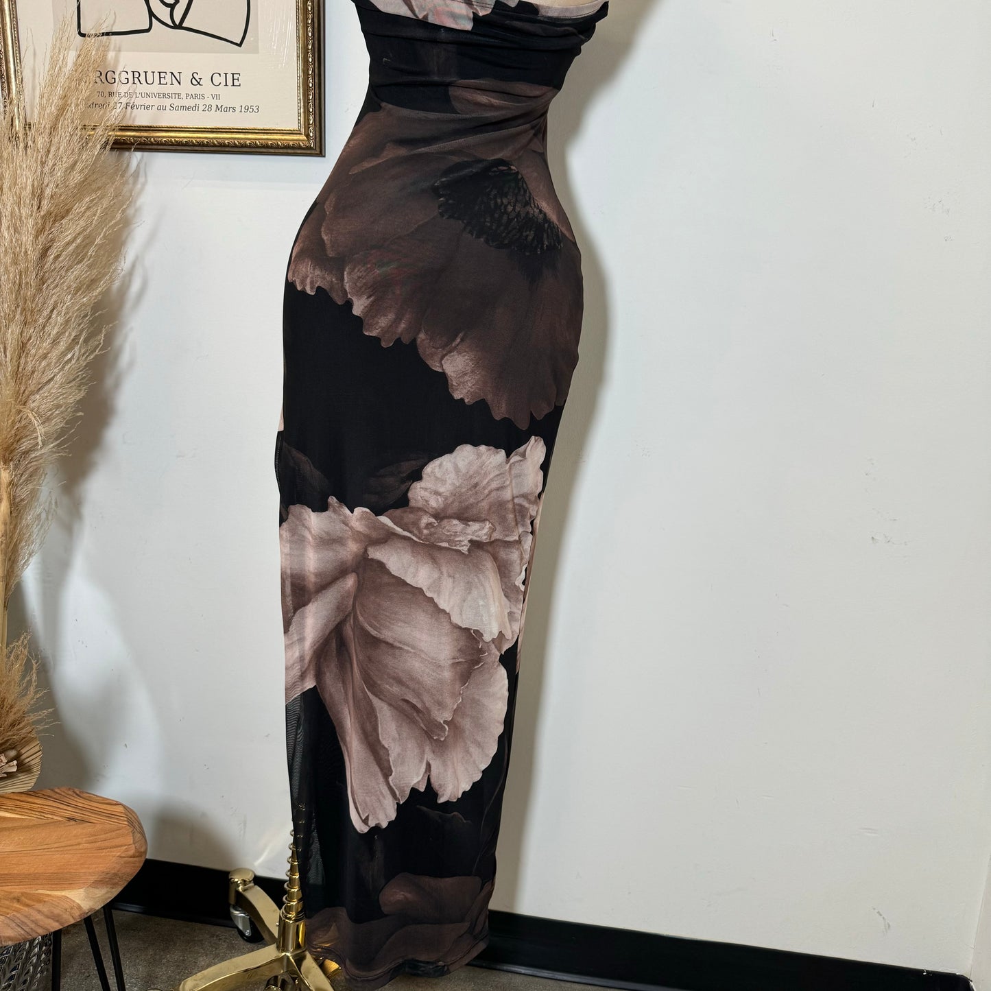 Tube Slit Maxi Dress-Brown