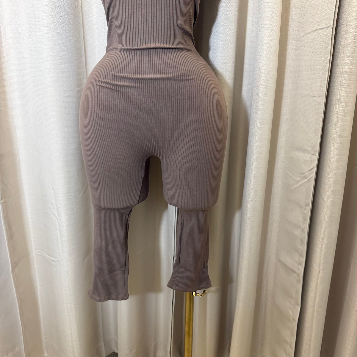 Short sleeve Capri Romper-Mocha