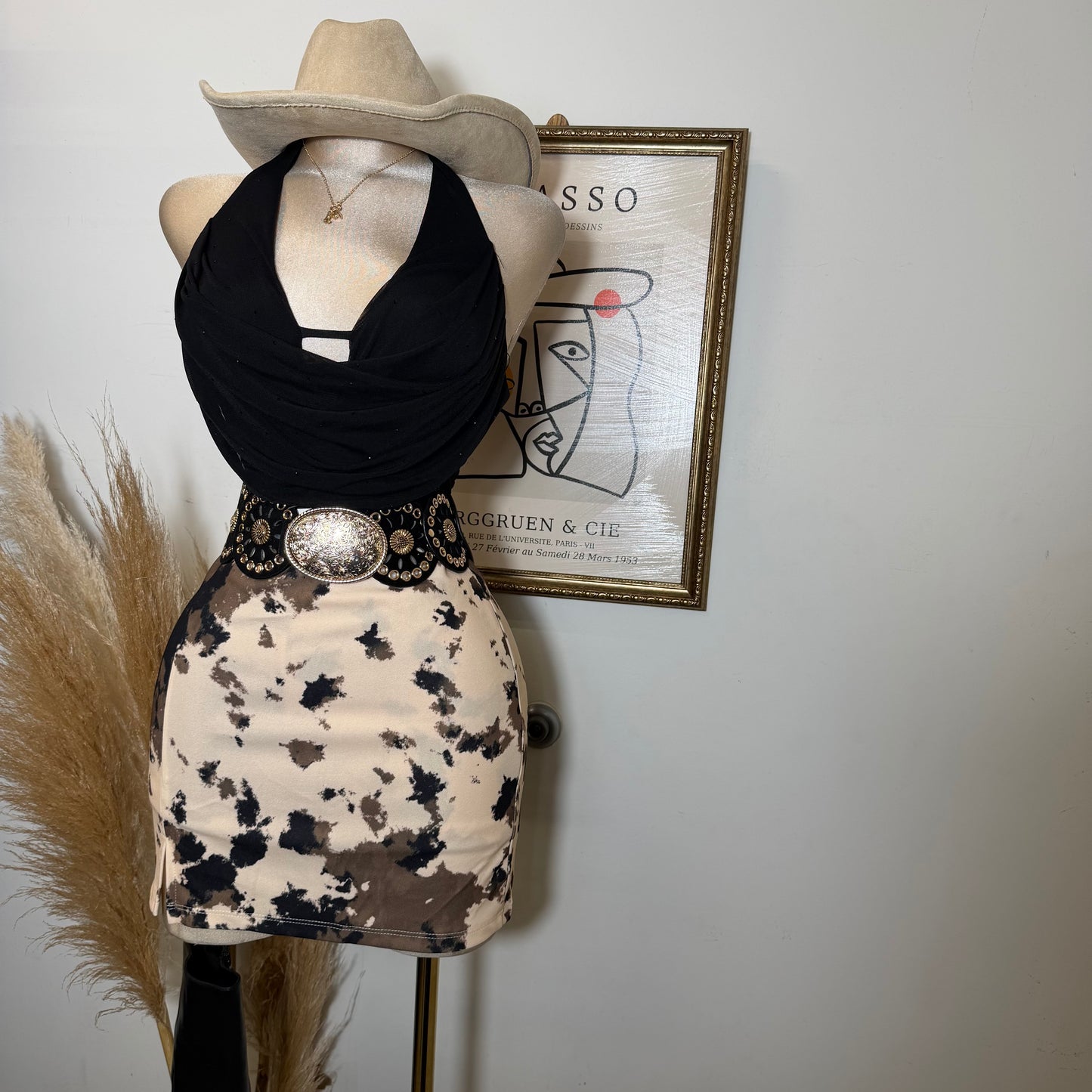 Brown Cow Print Skort -brown