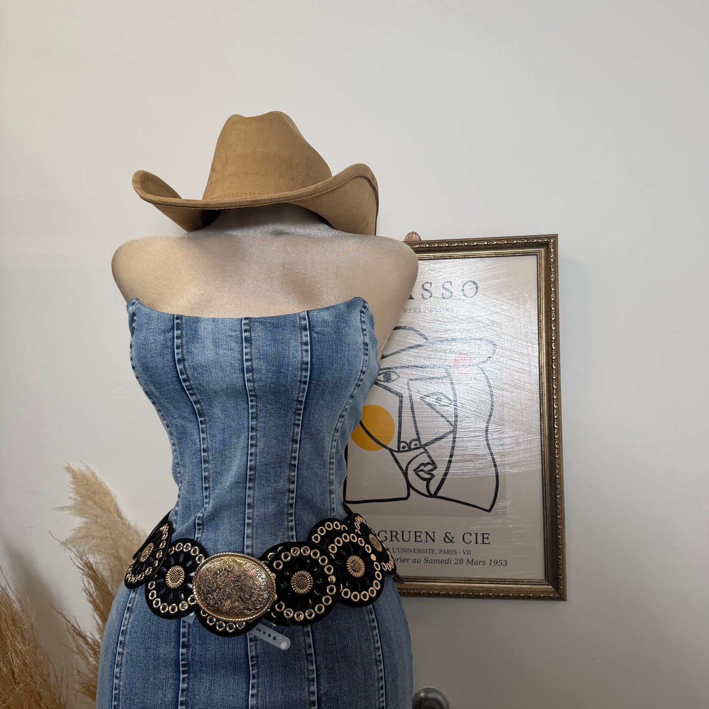 Denim Strapless Midi Dress-LT Blue