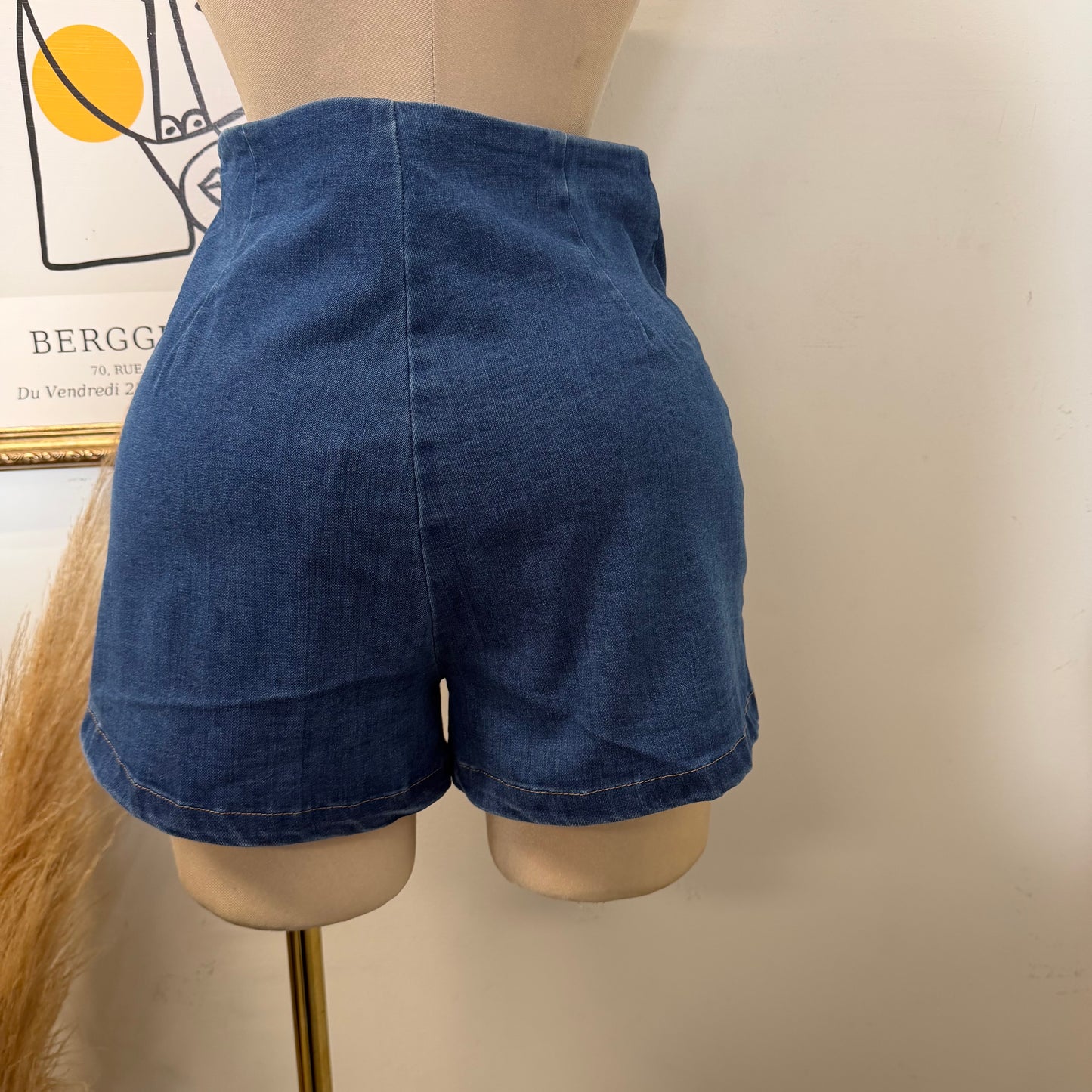 Button Denim Skort-Blue