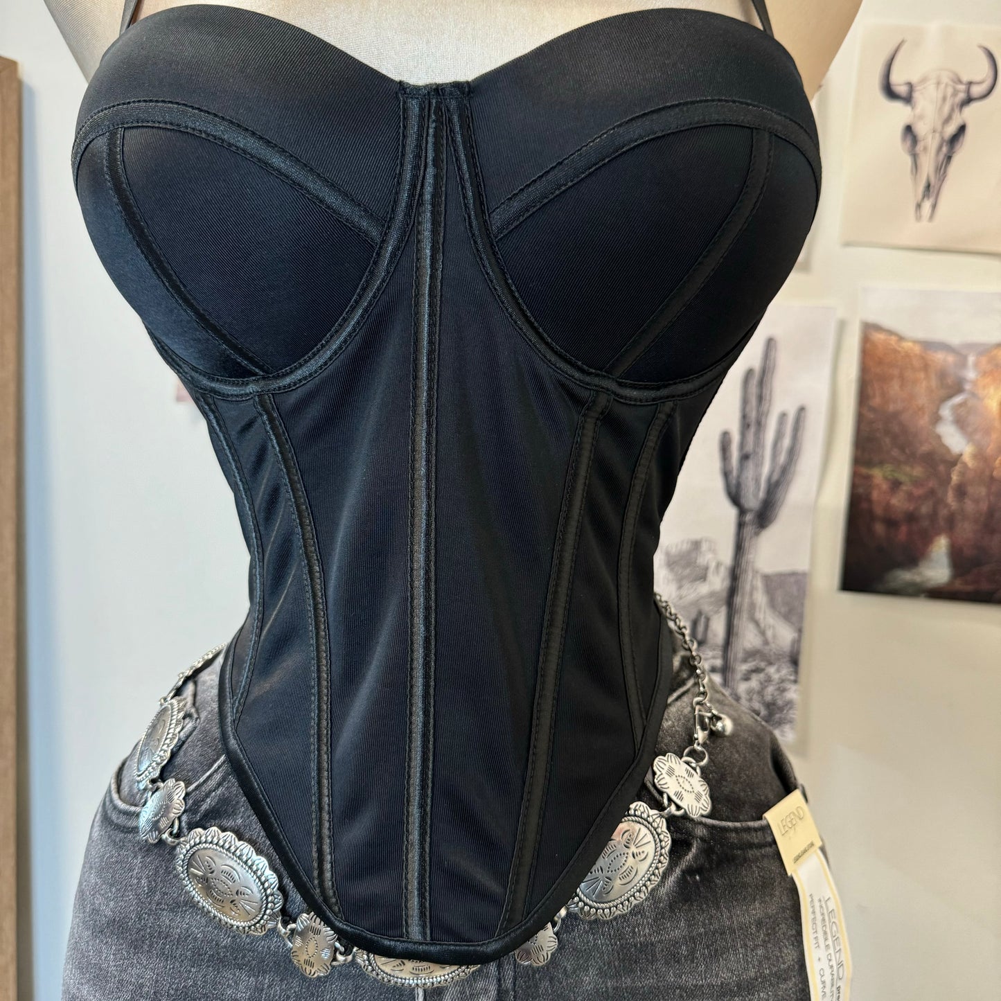 Satin SweetHeart Corset Top-Black
