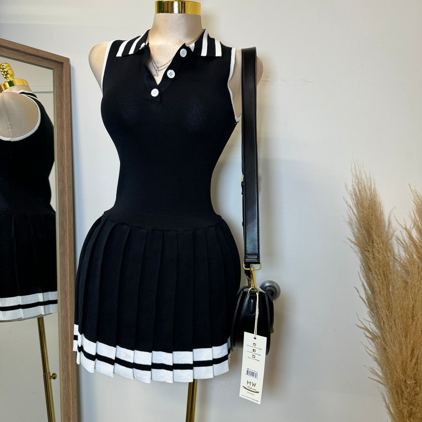 Tennis Dress-Black/White