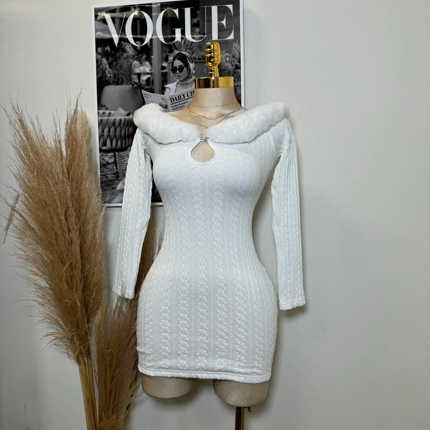 Reloj Long Sleeve Dress-White