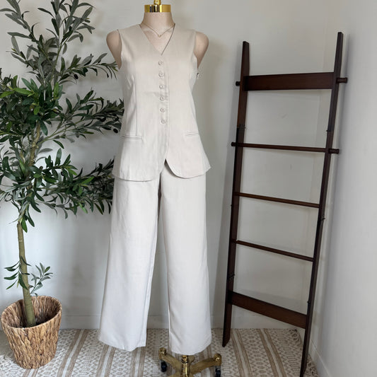 Vest Pants Set-White
