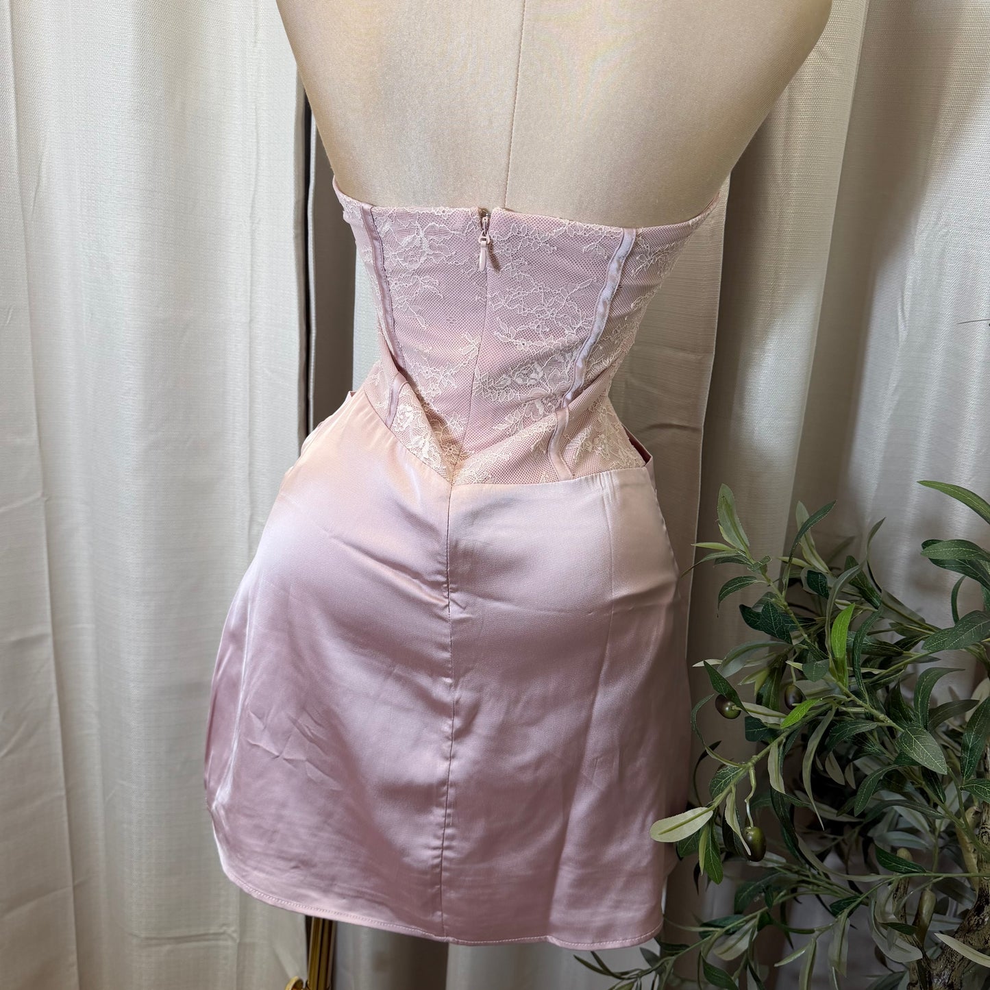 STRAPLESS CORSET A-LINE MINI DRESS-Baby Pink