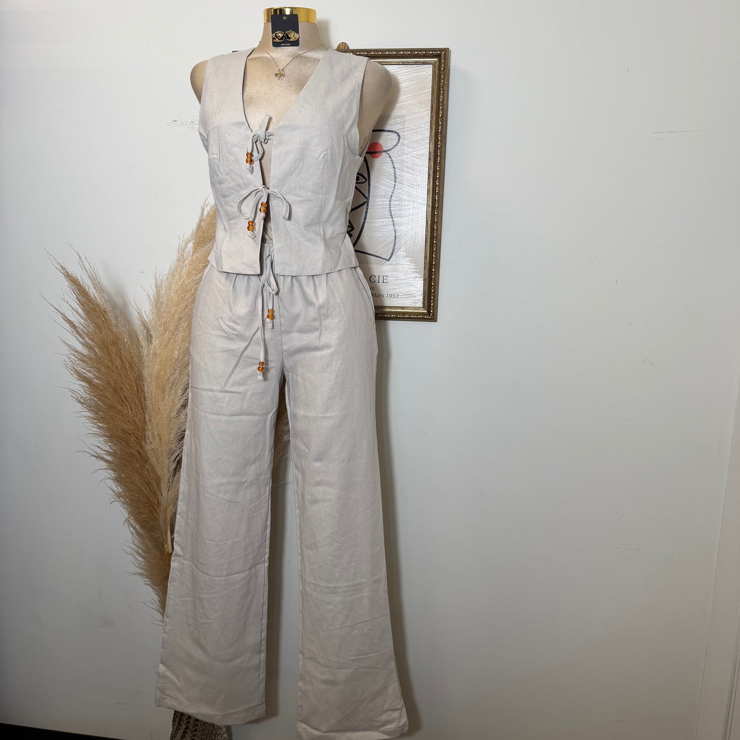 Knot Pant Set-Natural