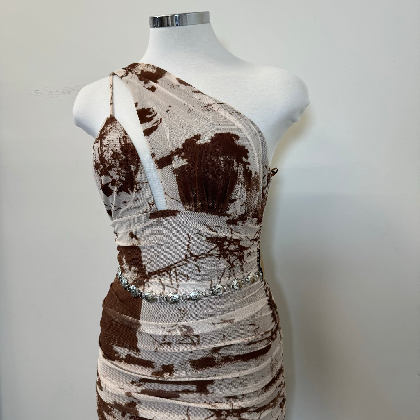 Azari Dress-Brown/white