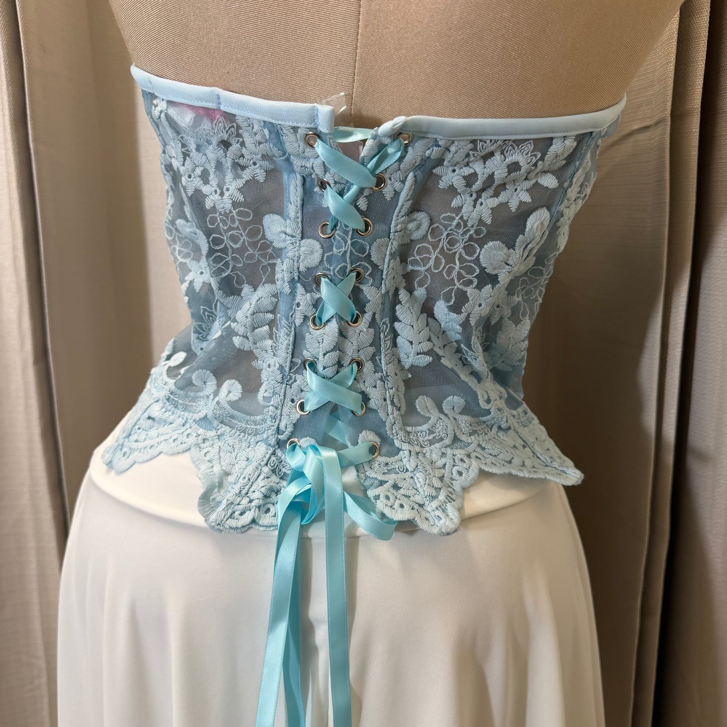 Still sequin lace corset-Baby blue
