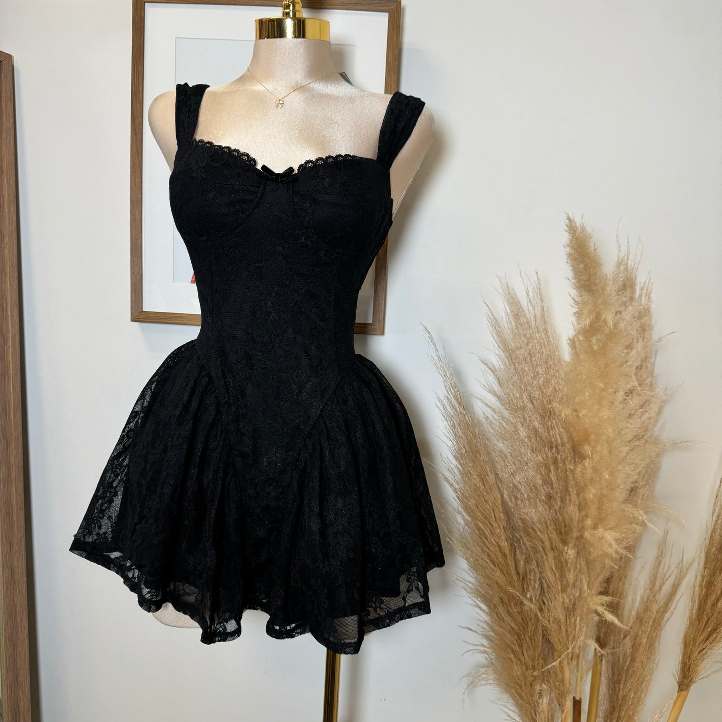 Miriam Lace Mini Dress-Black