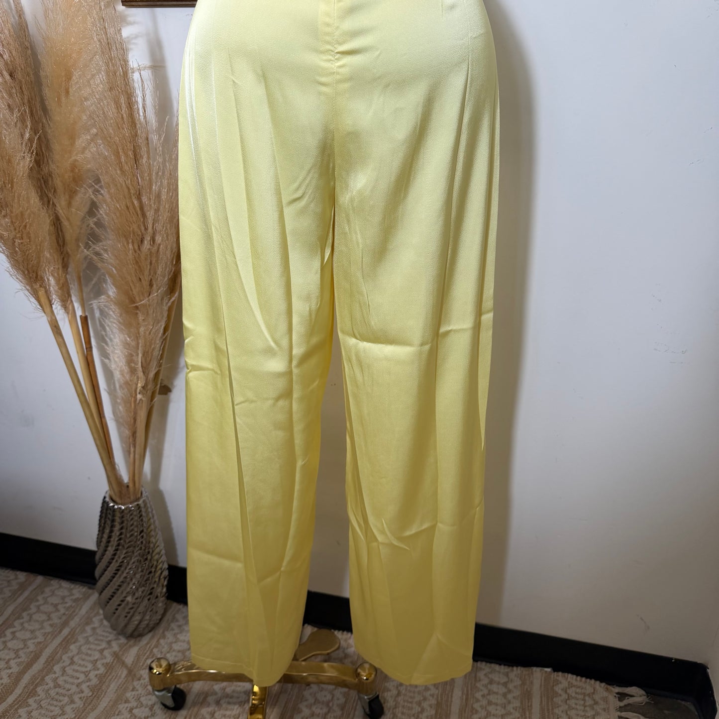 Cowl Halter Neck Wide Leg Jumpsuit-Baby Yellow