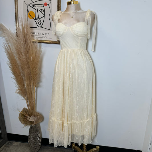 Bow Midi Dress-Ivory