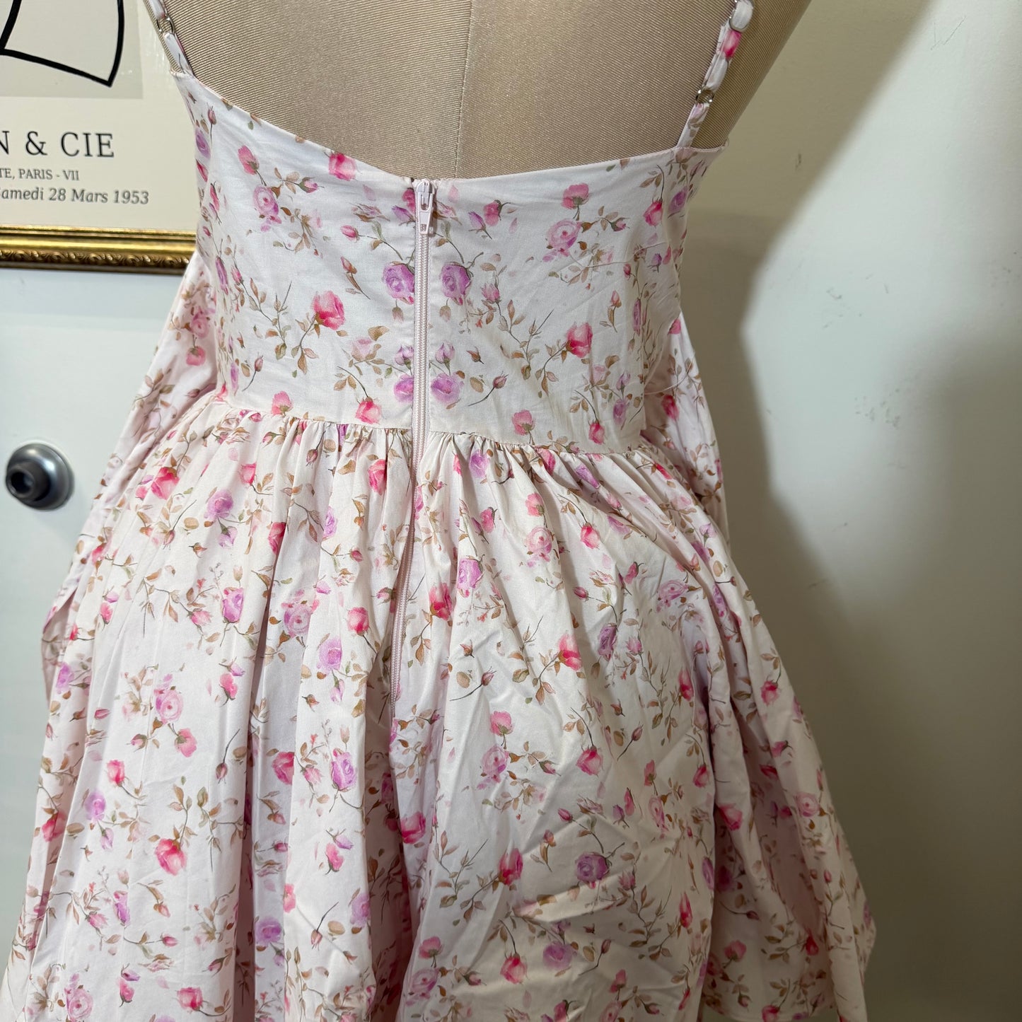 Rosa Flower Poplin Dress-Pink