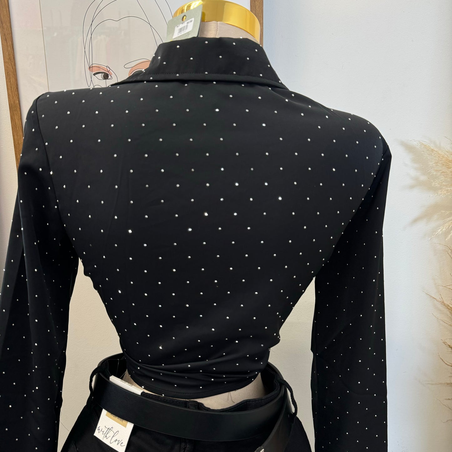 Toreada Rhinestone Top-Black
