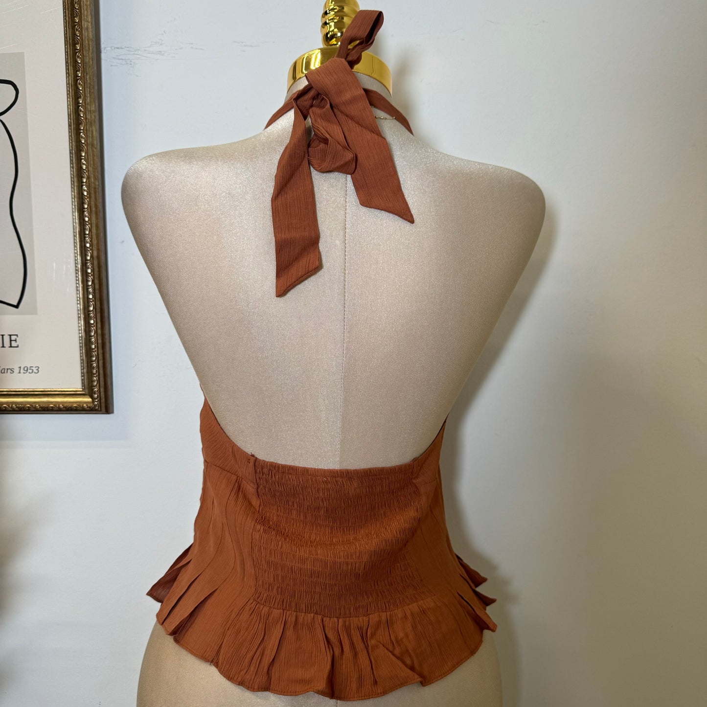Halter button down Top-Rust