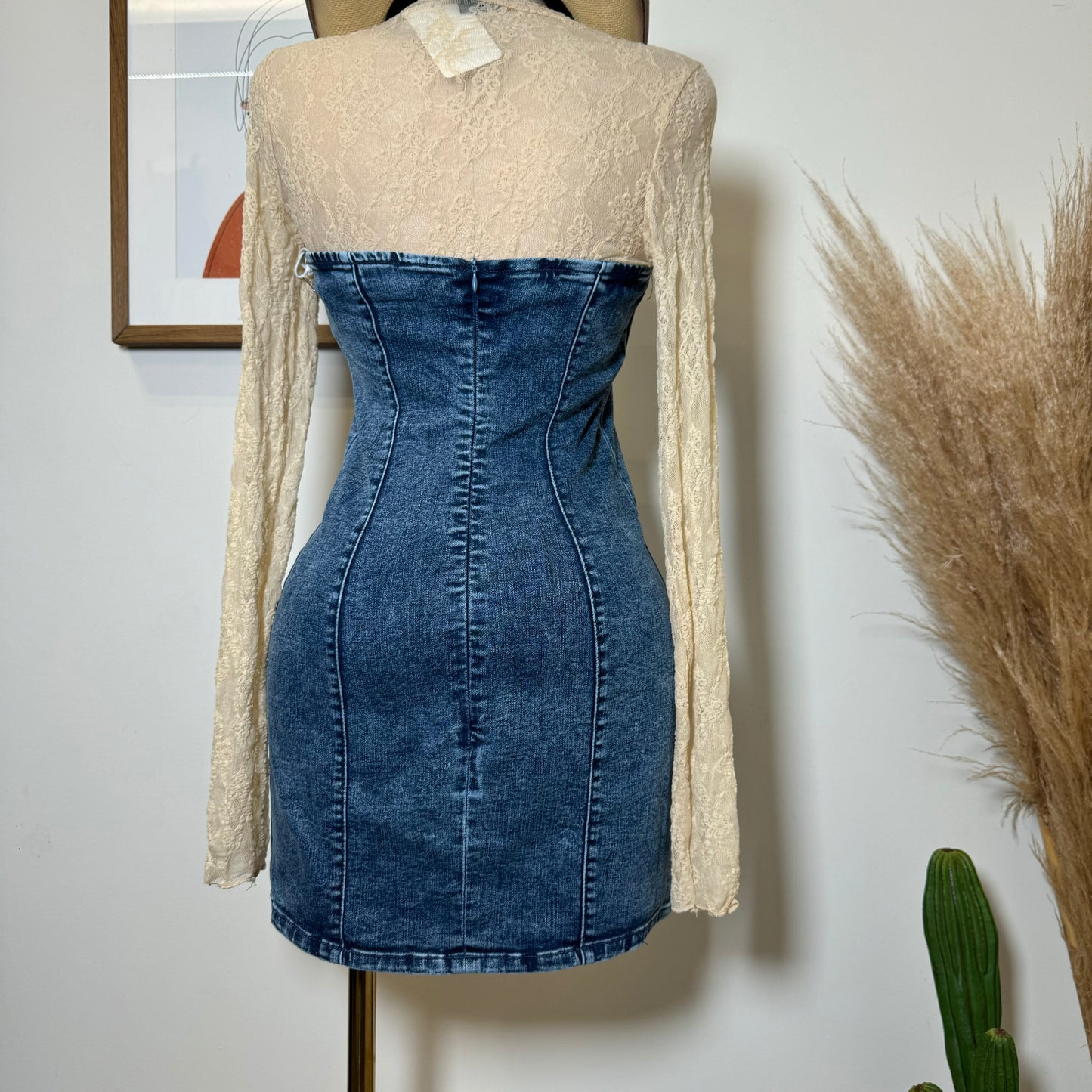Denim Tube Mini Dress-Denim