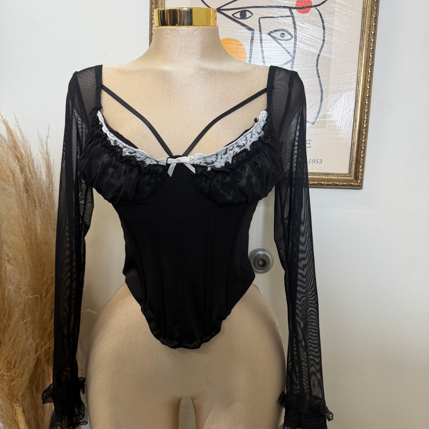 Long Sleeve Corset-Black