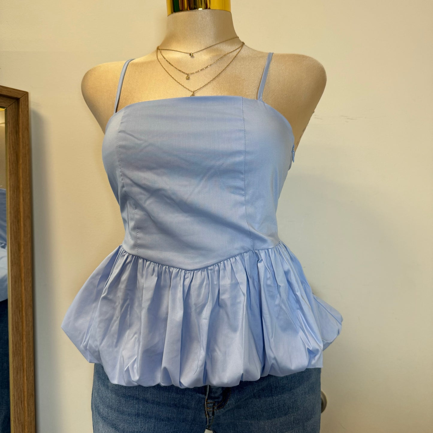 Bubble Hem Cam Top-Blue