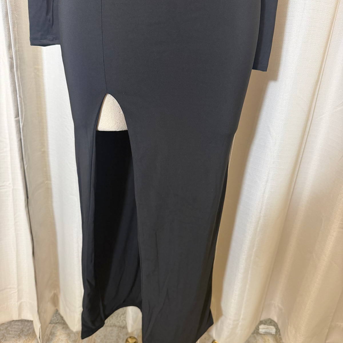 Front Trim Wrap Maxi Dress-Black