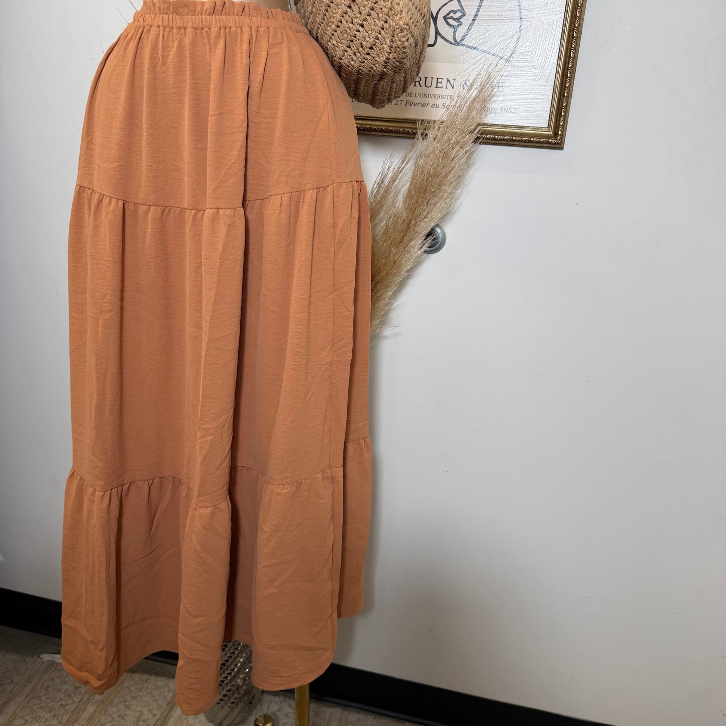 Smocking Tube Top and Ruffles Hem Maxi-