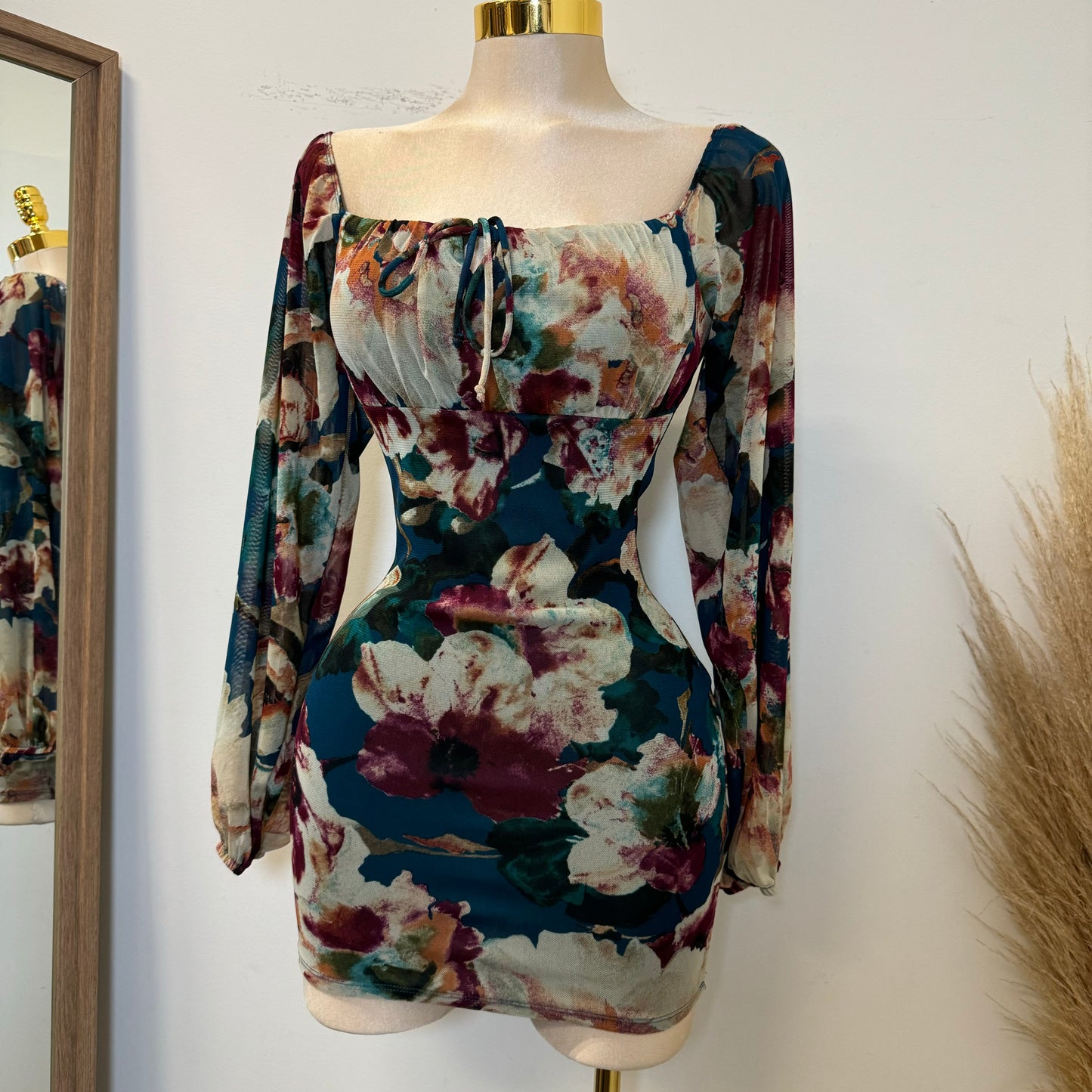 Samaria Mesh Dress-Teal