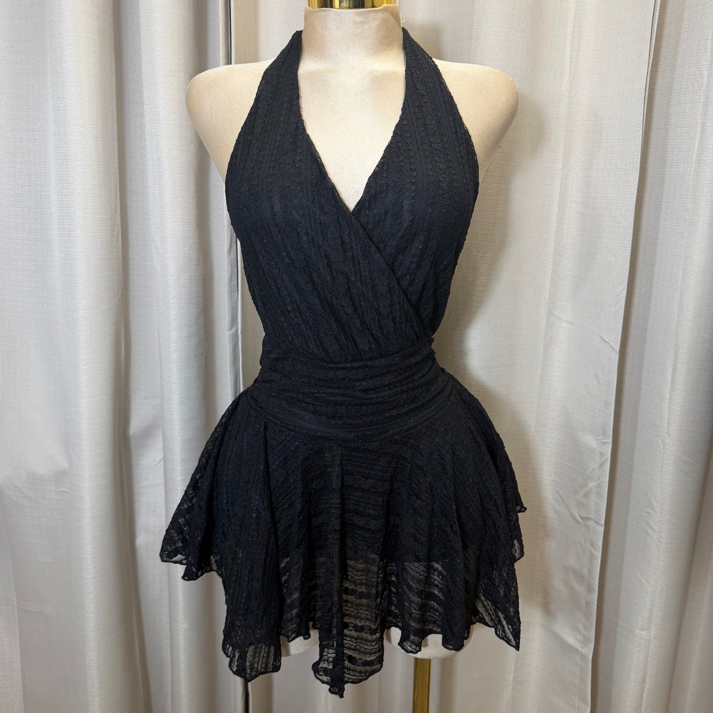 Halter Lace Dress-Black