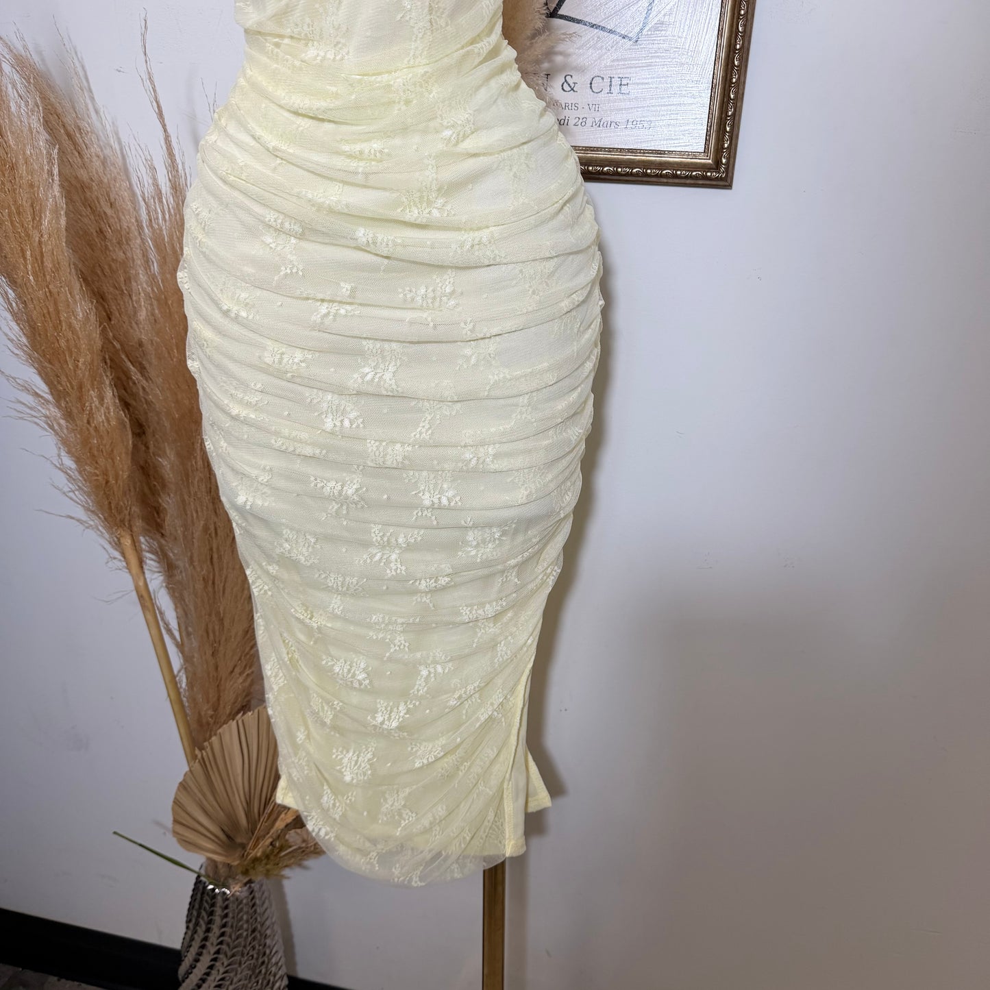 Lace Midi Dress Plus size -Baby Yellow