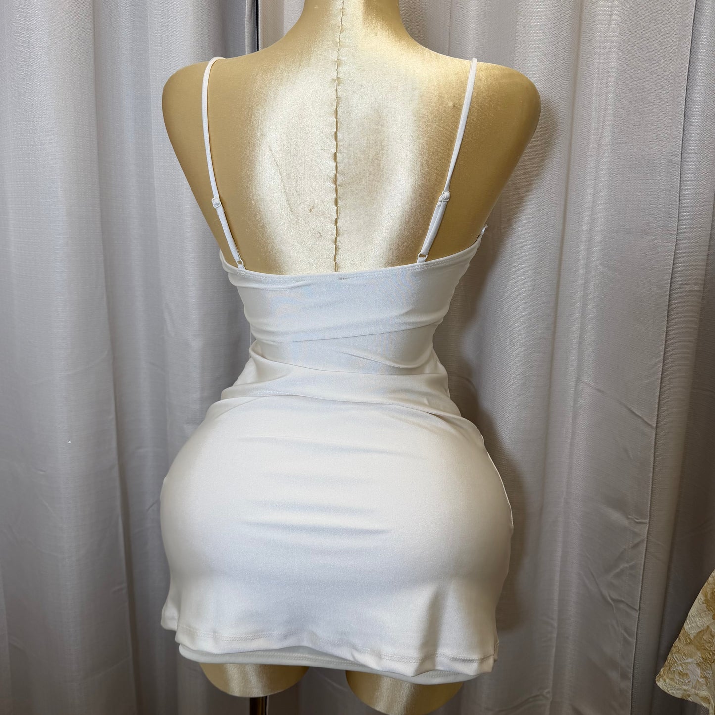 Knit Shakira Spaghetti Straps dress-Ivory/white