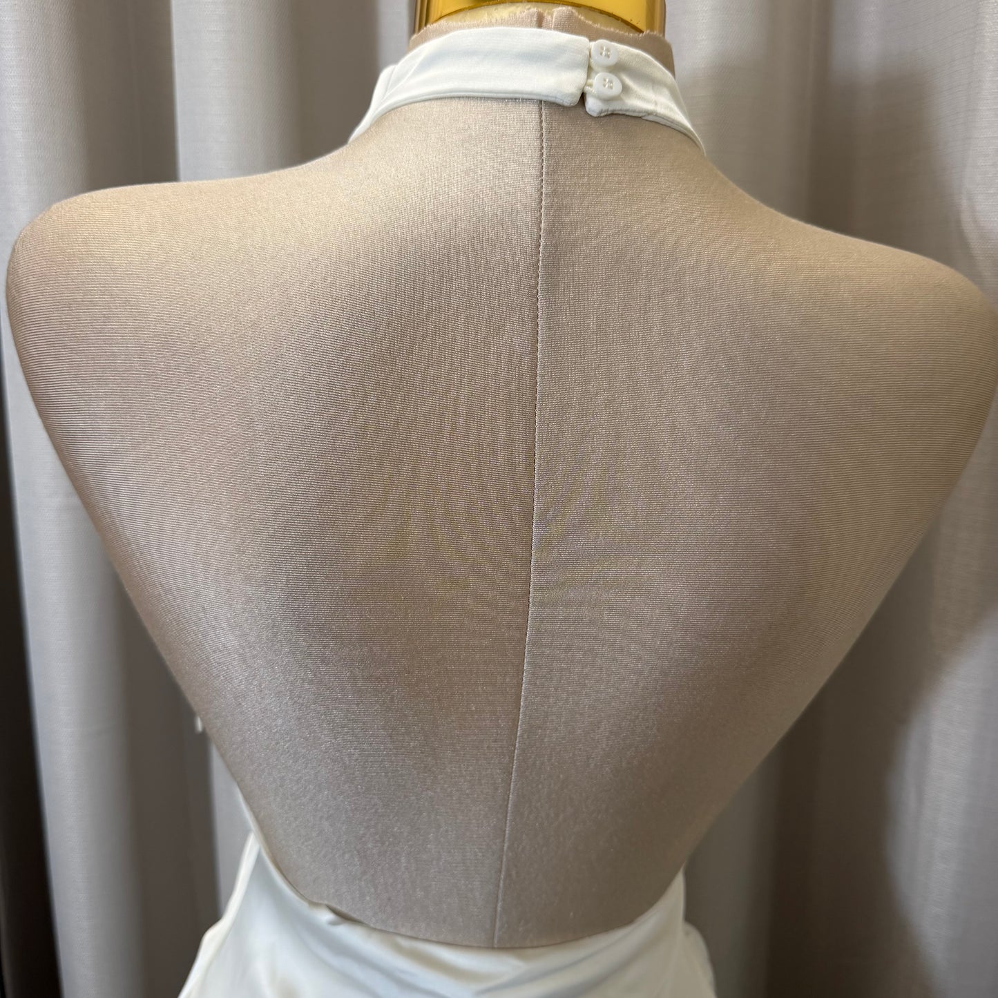 Satin Cowl Halter Neck Dress-Ivory/Cream/