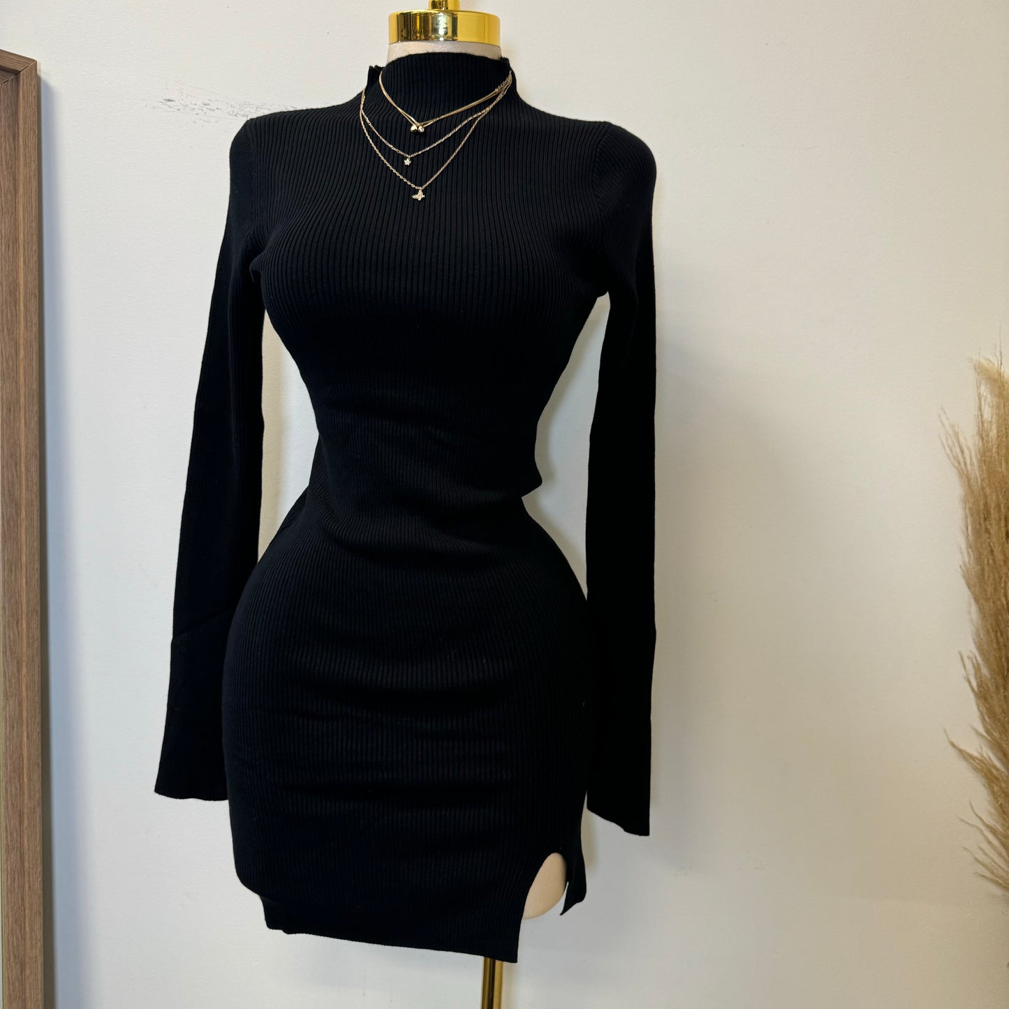 Joany Sweater Dress-Black