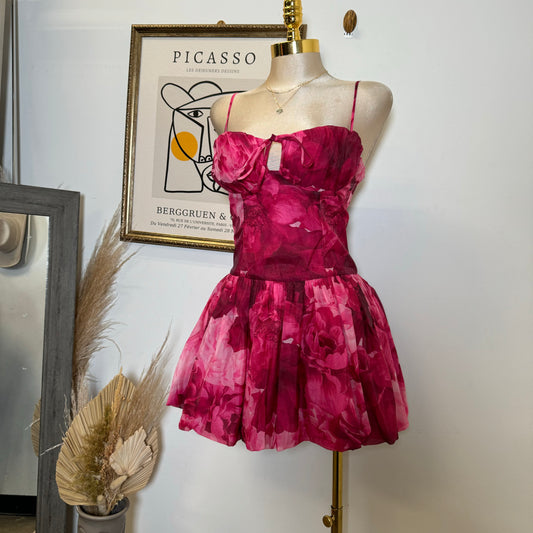 Rose Bubble Dress-Hot Pink